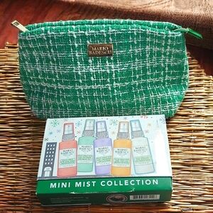Mario Badescu Mini Mist Facial Spray Kit with Green White Woven Cosmetic Bag NEW